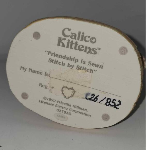 Enesco Calico Cats "Friendship Is Sewn Stitch by Stitch" 627933 - Picture 5 of 5